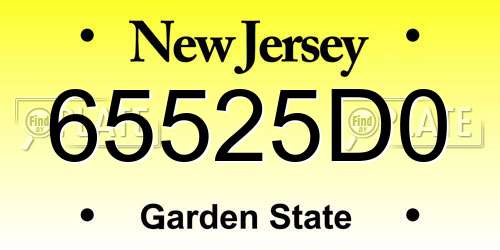 65525D0 New Jersey License Plate