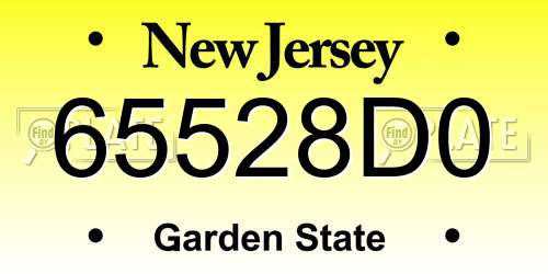 65528D0 New Jersey License Plate
