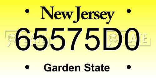 65575D0 New Jersey License Plate
