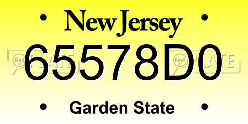 65578D0 New Jersey License Plate