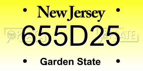 655D25 New Jersey License Plate