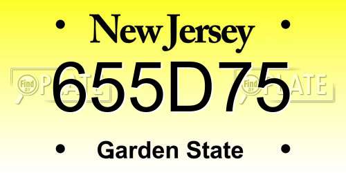 655D75 New Jersey License Plate