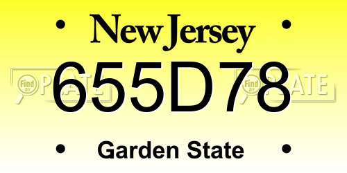 655D78 New Jersey License Plate
