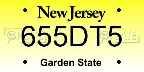655DT5 New Jersey License Plate
