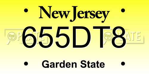 655DT8 New Jersey License Plate