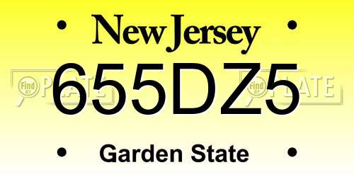 655DZ5 New Jersey License Plate