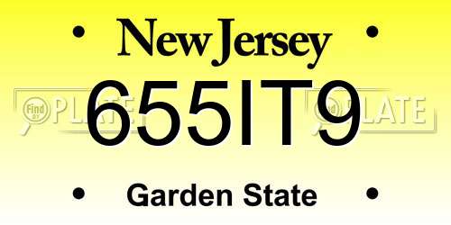 655IT9 New Jersey License Plate