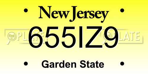 655IZ9 New Jersey License Plate