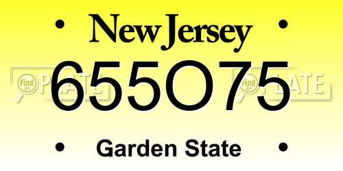 655O75 New Jersey License Plate