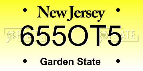 655OT5 New Jersey License Plate