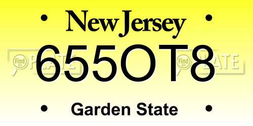 655OT8 New Jersey License Plate