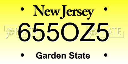 655OZ5 New Jersey License Plate