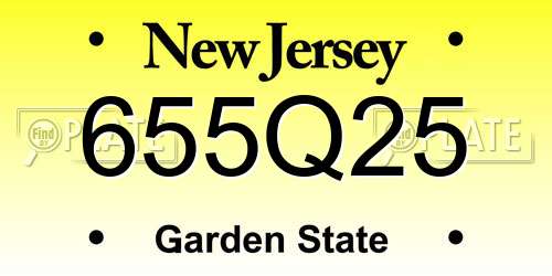 655Q25 New Jersey License Plate