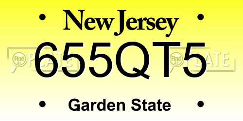 655QT5 New Jersey License Plate