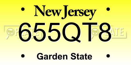 655QT8 New Jersey License Plate