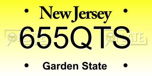 655QTS New Jersey License Plate
