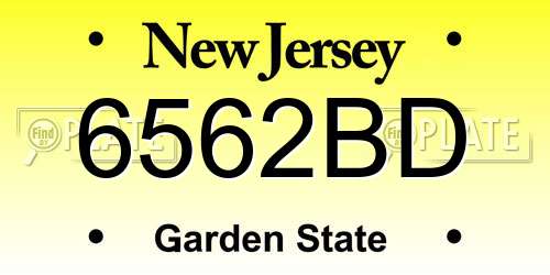6562BD New Jersey License Plate