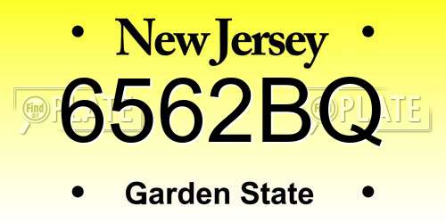 6562BQ New Jersey License Plate