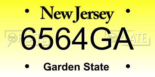 6564GA New Jersey License Plate