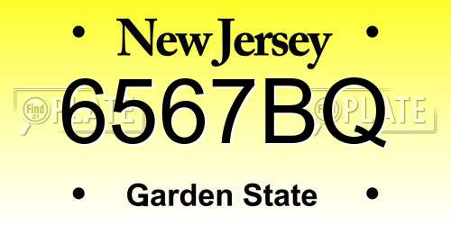 6567BQ New Jersey License Plate