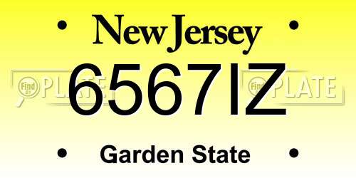 6567IZ New Jersey License Plate