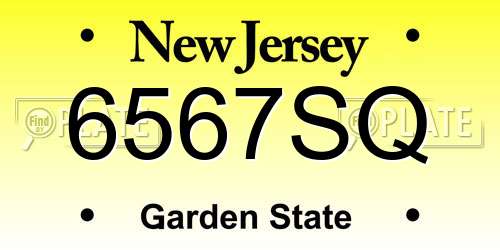 6567SQ New Jersey License Plate