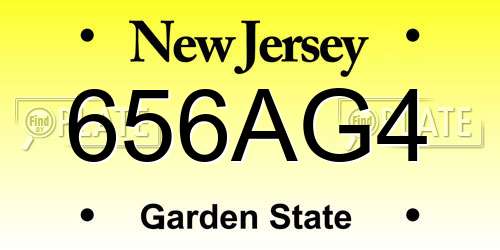 656AG4 New Jersey License Plate