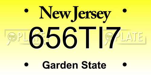 656TI7 New Jersey License Plate