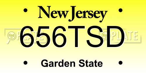 656TSD New Jersey License Plate