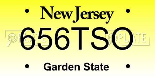 656TSO New Jersey License Plate