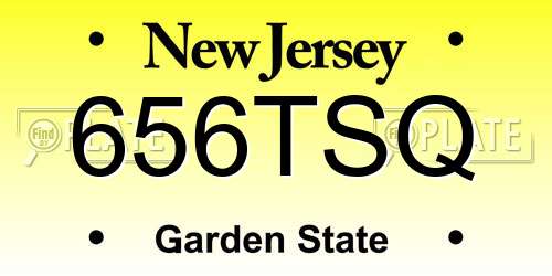 656TSQ New Jersey License Plate