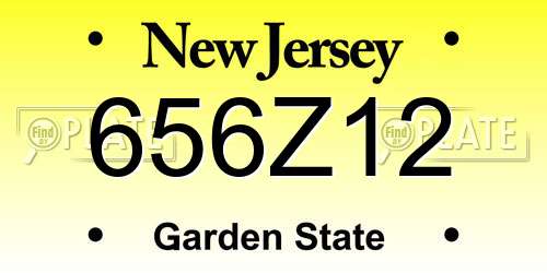 656Z12 New Jersey License Plate