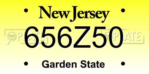 656Z50 New Jersey License Plate