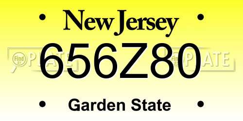 656Z80 New Jersey License Plate