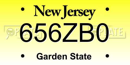 656ZB0 New Jersey License Plate
