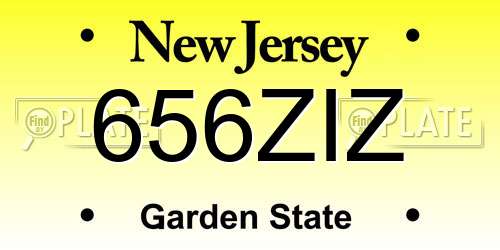 656ZIZ New Jersey License Plate