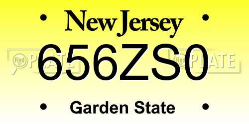 656ZS0 New Jersey License Plate