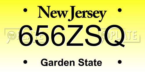 656ZSQ New Jersey License Plate