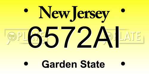 6572AI New Jersey License Plate