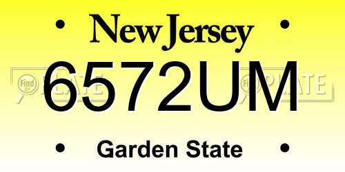 6572UM New Jersey License Plate