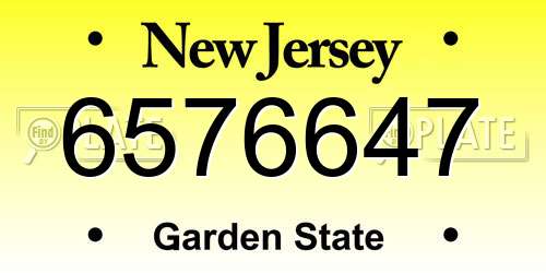 6576647 New Jersey License Plate