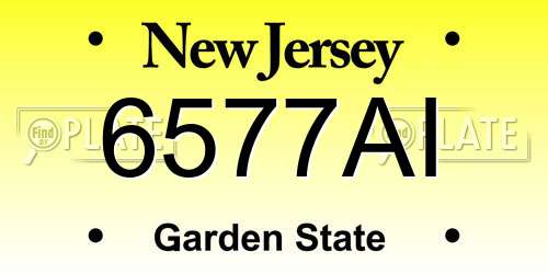 6577AI New Jersey License Plate