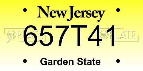 657T41 New Jersey License Plate