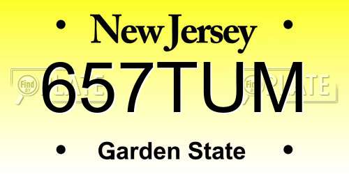 657TUM New Jersey License Plate