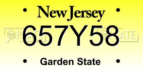 657Y58 New Jersey License Plate