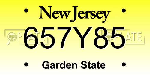 657Y85 New Jersey License Plate