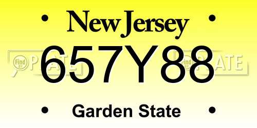 657Y88 New Jersey License Plate