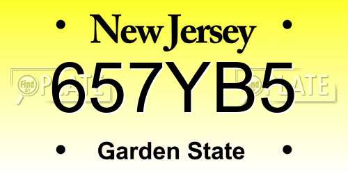 657YB5 New Jersey License Plate