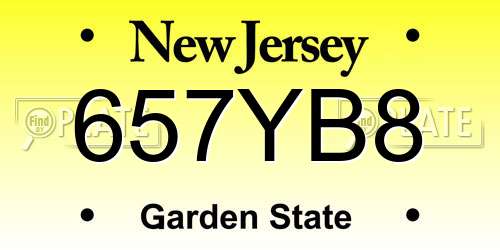 657YB8 New Jersey License Plate