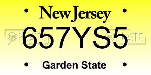 657YS5 New Jersey License Plate
